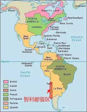 西班牙佔據南美地區和智利都督區的位置